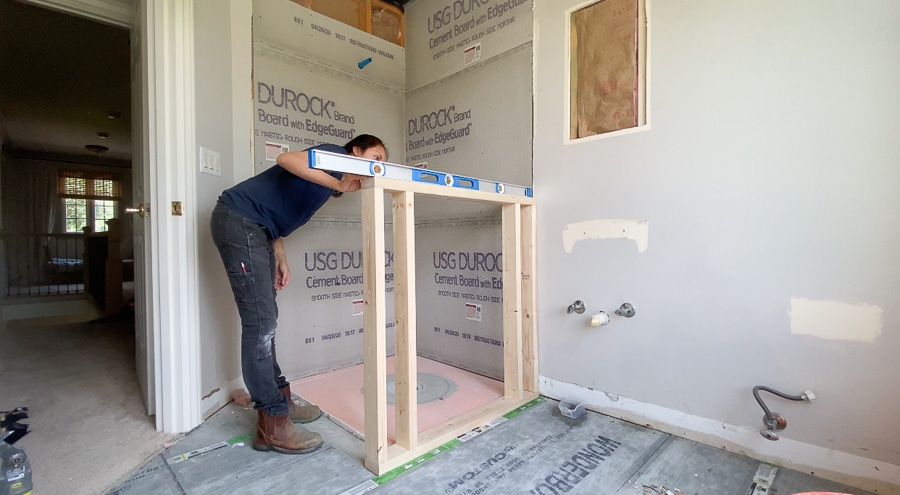 Framing a pony wall in the bathroom