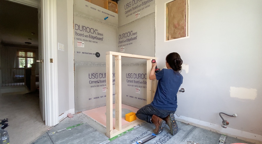 Installing a pony wall in the bathroom