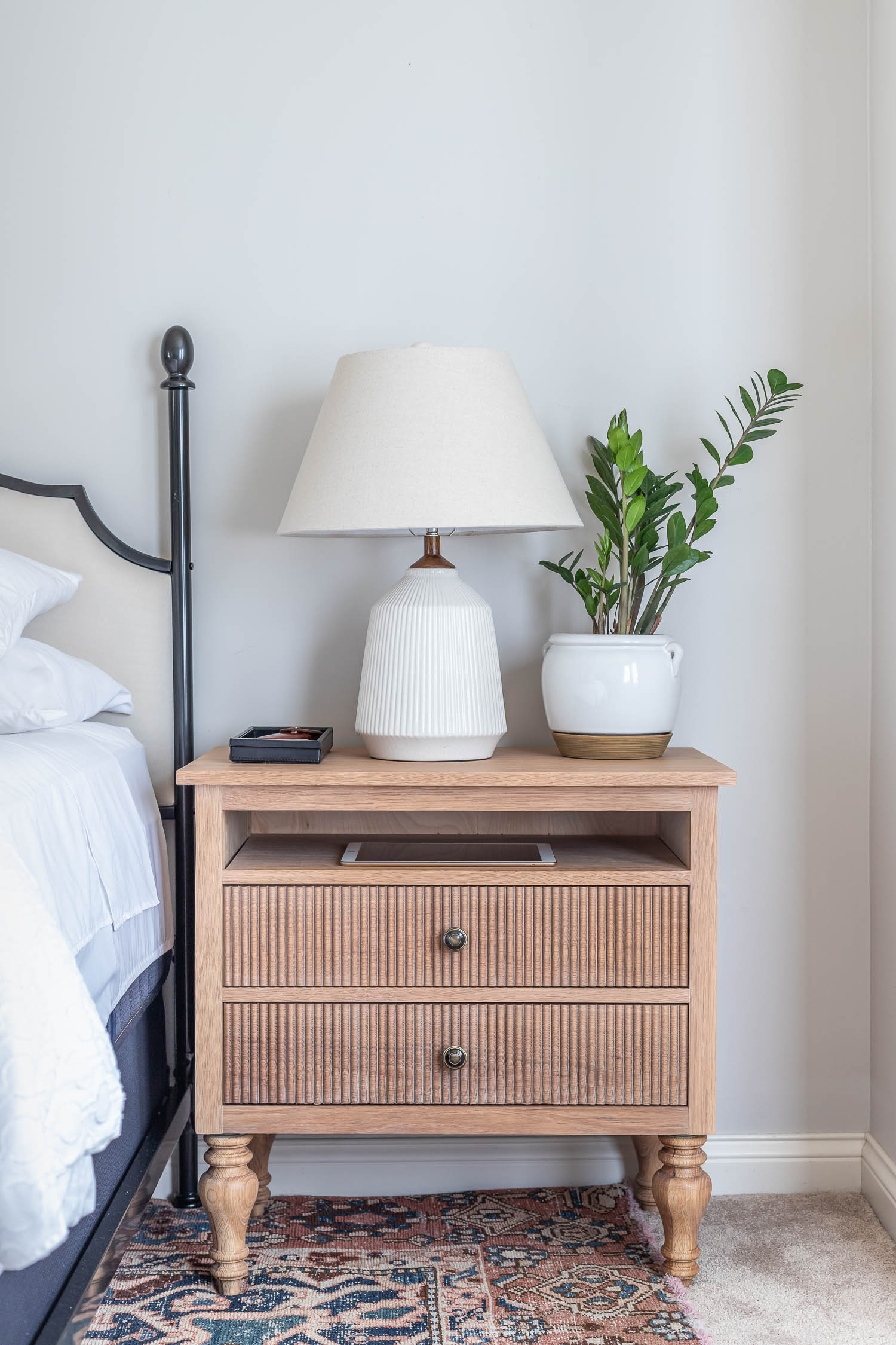 Beautiful Gustavian style nightstands built from scratch! DIY project tutorial and plans by Jen Woodhouse