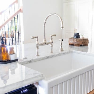 Our Beautiful New Kitchen Sink and Bridge Faucet!