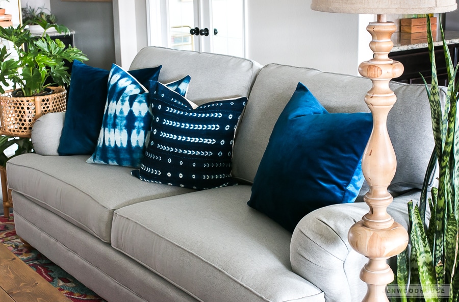 Switch out your throw pillows and add simple seasonal touches to your home.