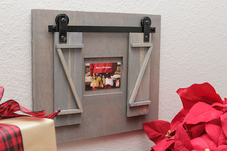 DIY barn door gift card holder