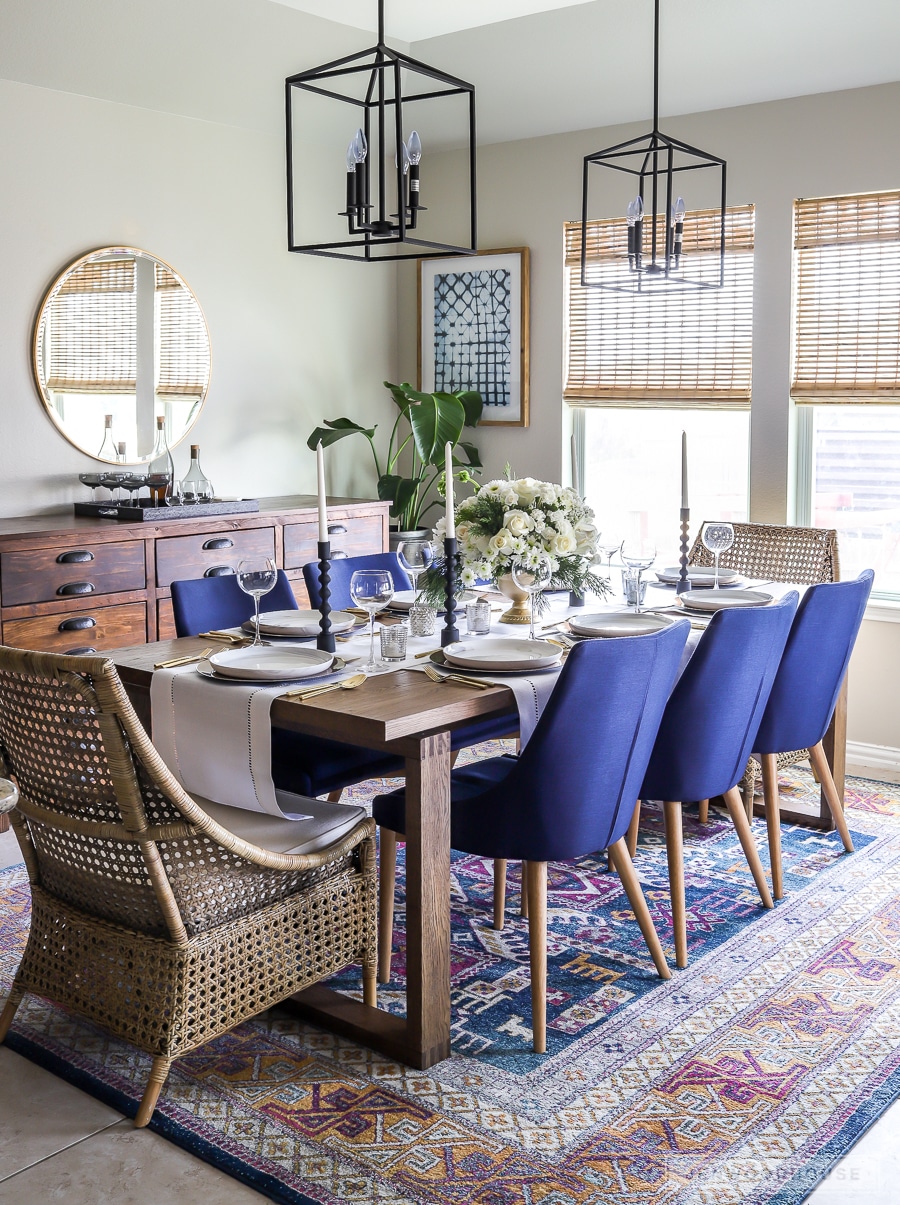 Dining room decorated for winter