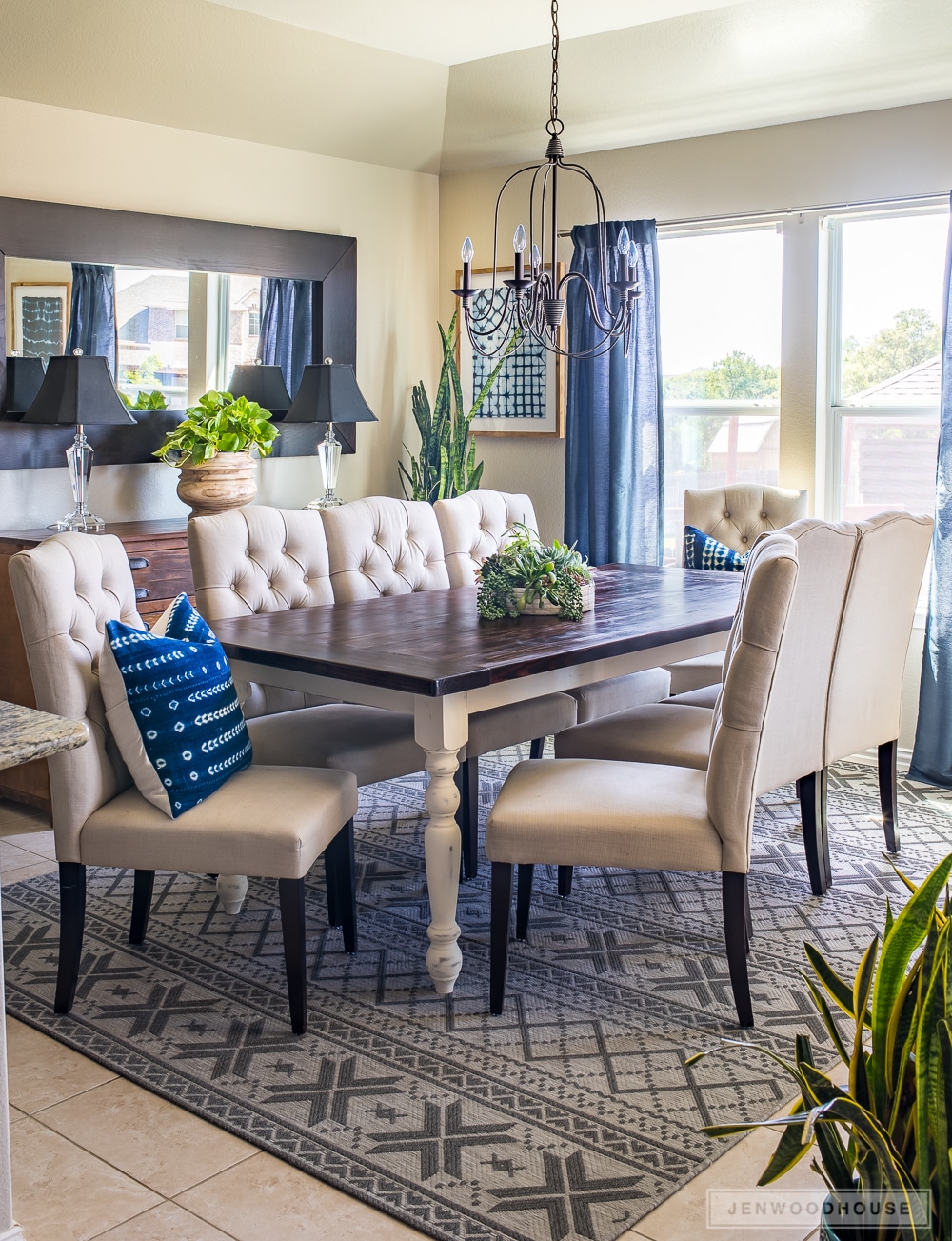 Farmhouse table 2025 with tufted chairs