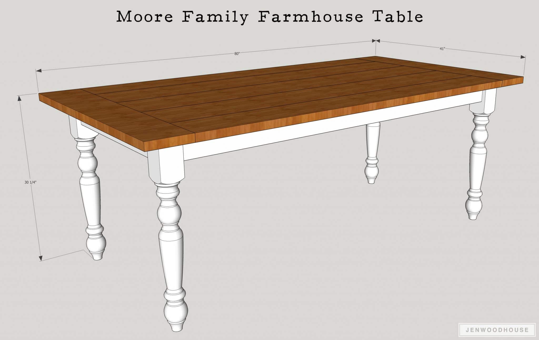 DIY Farmhouse Dining Table - free plans by Jen Woodhouse