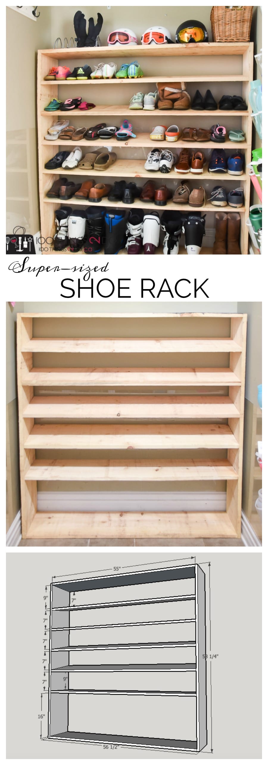 How To Make A Super Sized Shoe Rack On A Budget Unique shabby chic pallet wood floating shoe rack ideal storage. how to make a super sized shoe rack on