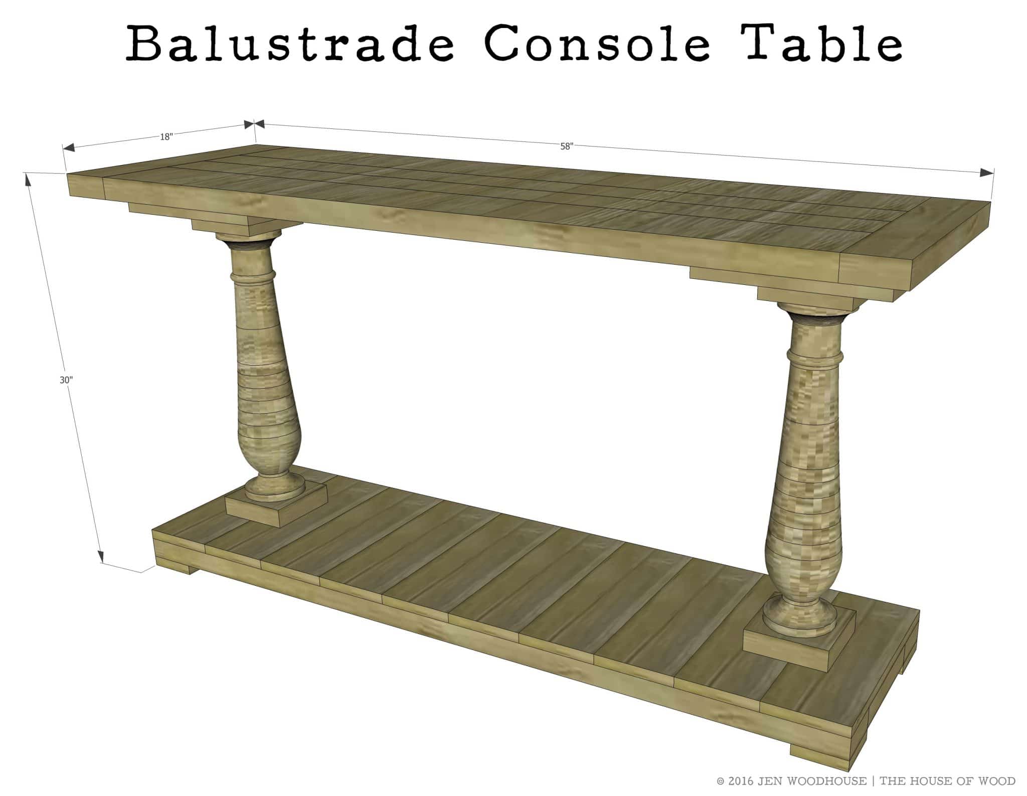 How to build a DIY Restoration Hardware-inspired Balustrade Console Table - Free plans!