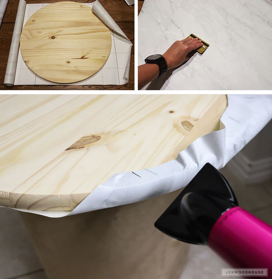 How to apply marble contact paper around a curved edge