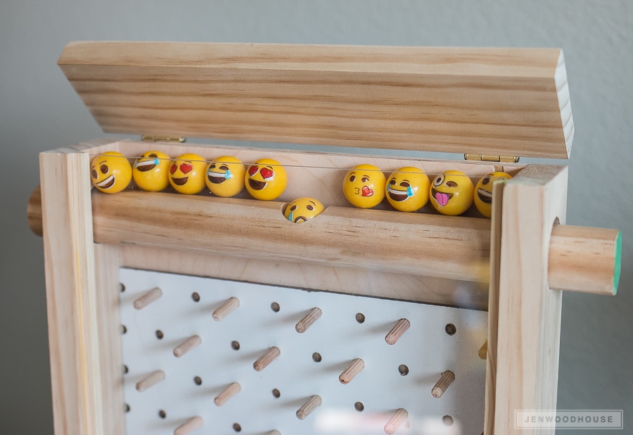 Emoji gumballs in plinko game