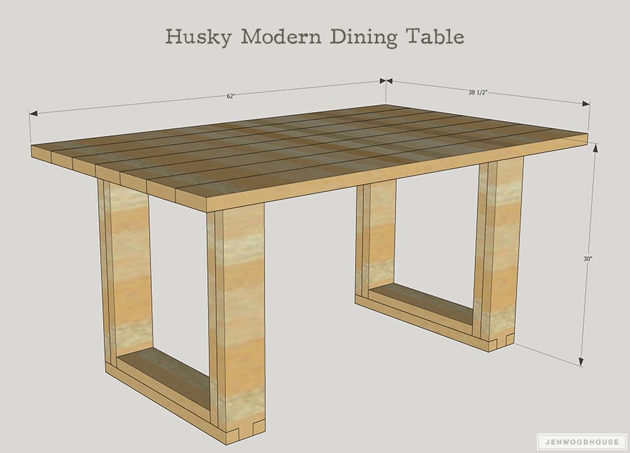 How to build a DIY chunky modern dining table. Free plans by Jen Woodhouse