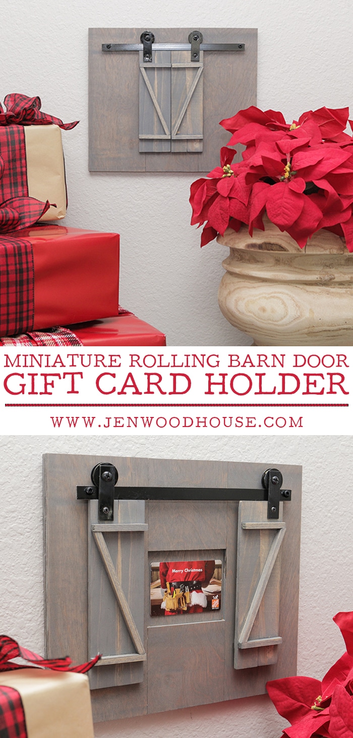 Present your holiday gift cards in style! Learn how to make a DIY miniature rolling barn door gift card holder!