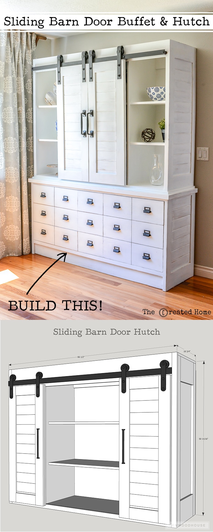 How to build a DIY farmhouse sliding barn door hutch and buffet