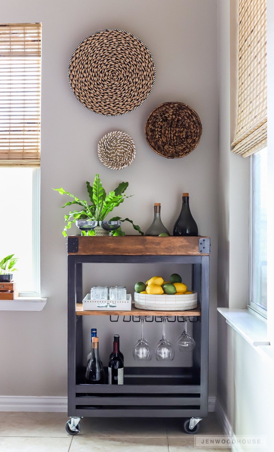 Rustic Industrial Bar Cart 