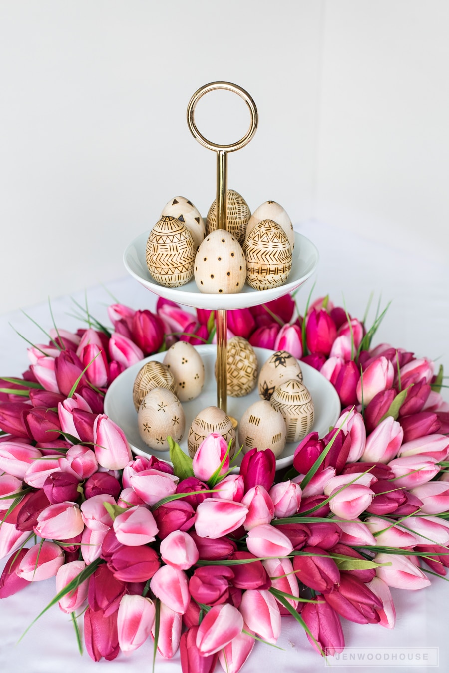 Easter egg tulip wreath centerpiece