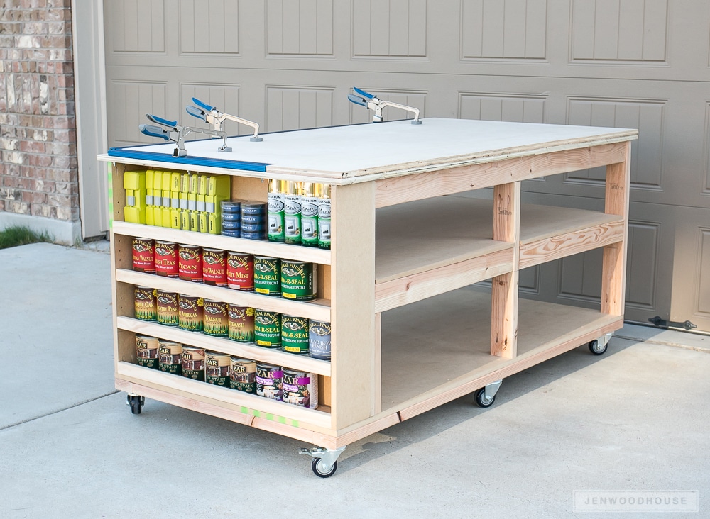 How To Build A DIY Mobile Workbench With Shelves